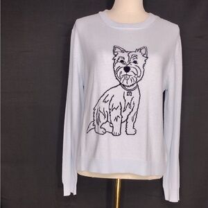 ALASHANLight Blue Sweater with Dog Design size L brand new W/tags